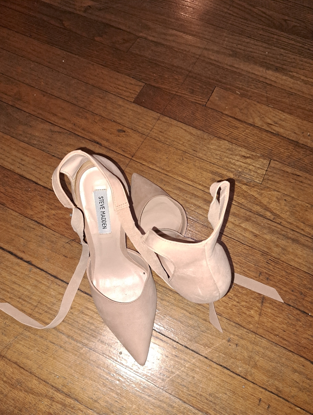 Steve Madden Blush Suede Pointed Toe Ankle Tie Heels